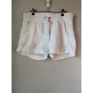 ATHLETA Linen Drawstring Waist Shorts White Size 6